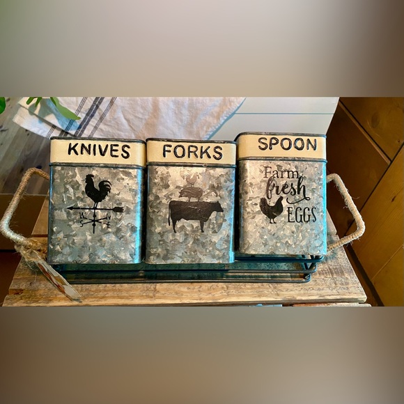 🔥Galvanized Metal Utensil Holder with Caddy🔥 - Picture 2 of 9